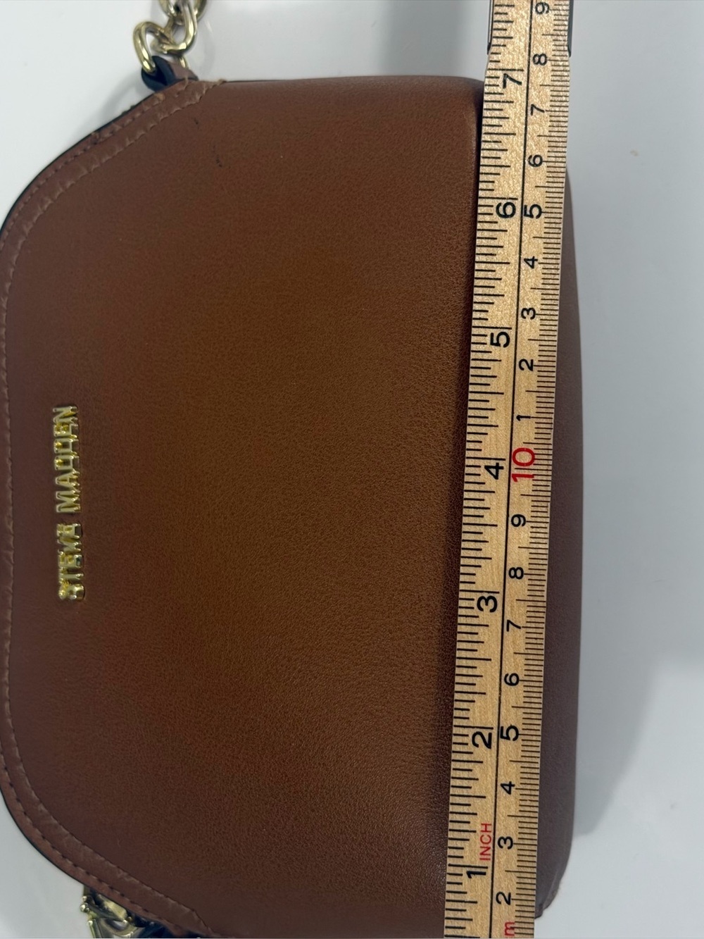 Steve Madden Brown Crossbody Bag Gold Chain Small Purse - Picture 4 of 11